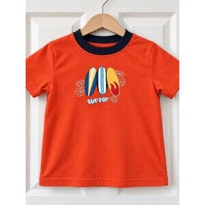 Boys Orange Surfer Graphic Tee with Navy Trim Garanimals Size 24 Months